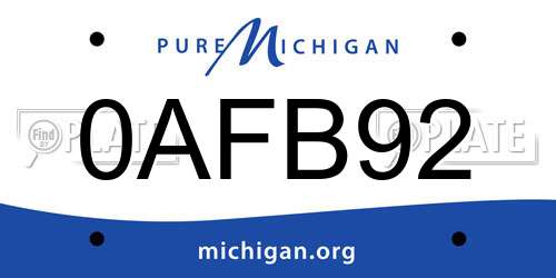 0AFB92 Michigan License Plate
