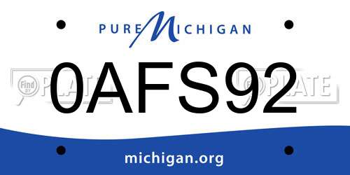 0AFS92 Michigan License Plate
