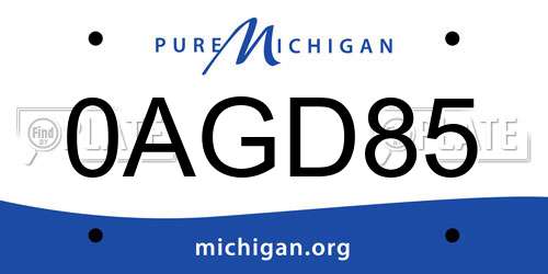 0AGD85 Michigan License Plate