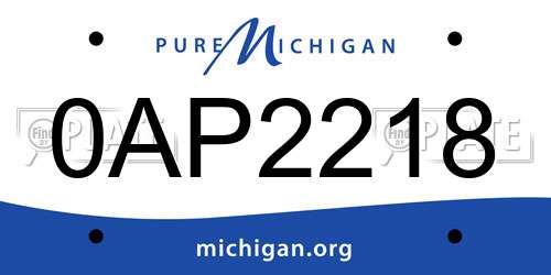 0AP2218 Michigan License Plate