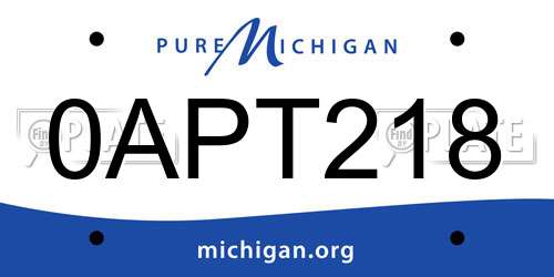 0APT218 Michigan License Plate