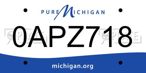 0APZ718 Michigan License Plate