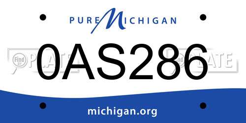 0AS286 Michigan License Plate