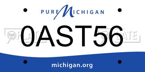 0AST56 Michigan License Plate