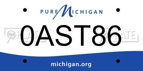 0AST86 Michigan License Plate