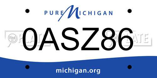 0ASZ86 Michigan License Plate