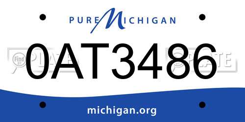 0AT3486 Michigan License Plate