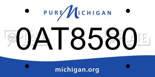 0AT8580 Michigan License Plate