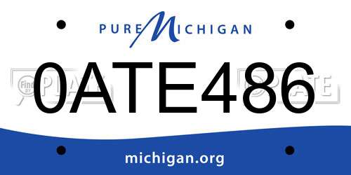 0ATE486 Michigan License Plate