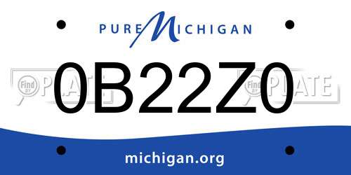 0B22Z0 Michigan License Plate