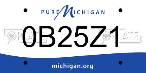 0B25Z1 Michigan License Plate