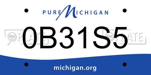 0B31S5 Michigan License Plate