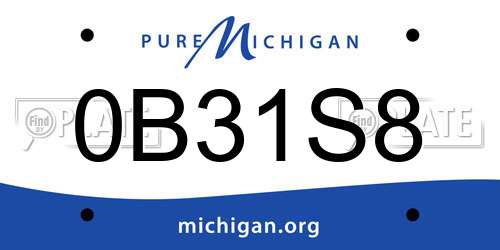 0B31S8 Michigan License Plate