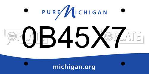 0B45X7 Michigan License Plate