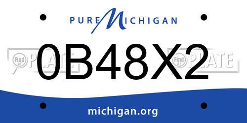 0B48X2 Michigan License Plate