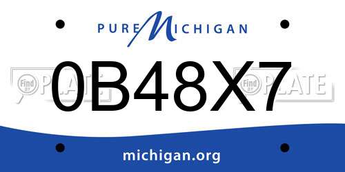 0B48X7 Michigan License Plate