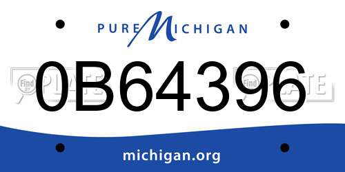 0B64396 Michigan License Plate