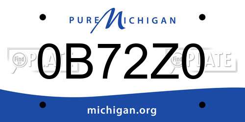 0B72Z0 Michigan License Plate