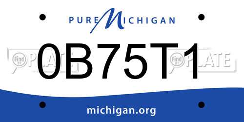 0B75T1 Michigan License Plate