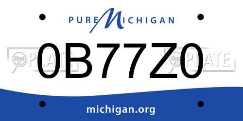 0B77Z0 Michigan License Plate