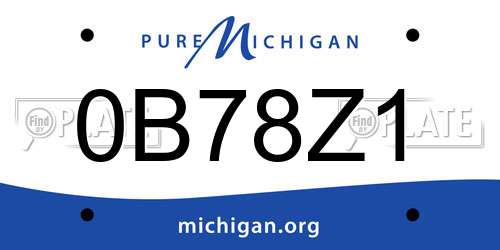 0B78Z1 Michigan License Plate