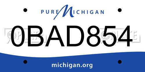 0BAD854 Michigan License Plate