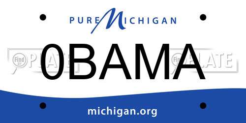 0BAMA Michigan License Plate