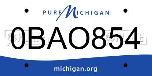 0BAO854 Michigan License Plate