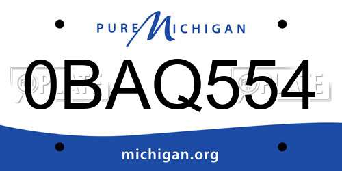 0BAQ554 Michigan License Plate
