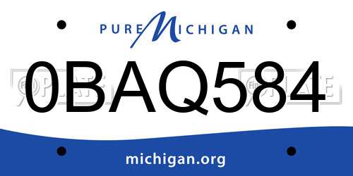 0BAQ584 Michigan License Plate