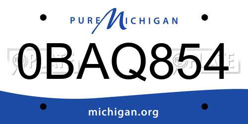 0BAQ854 Michigan License Plate