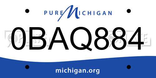 0BAQ884 Michigan License Plate