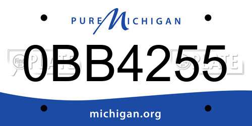 0BB4255 Michigan License Plate