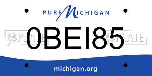 0BEI85 Michigan License Plate
