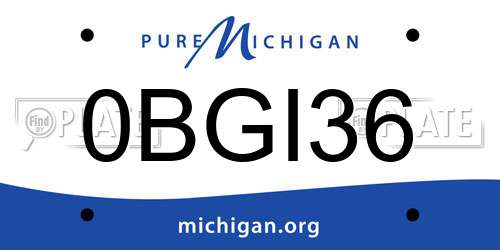 0BGI36 Michigan License Plate