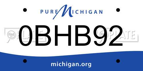 0BHB92 Michigan License Plate