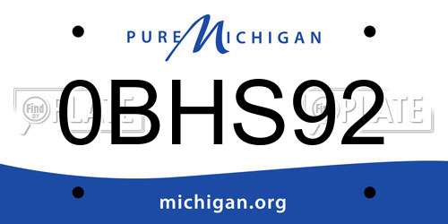 0BHS92 Michigan License Plate