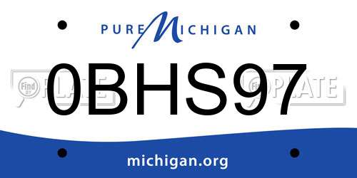 0BHS97 Michigan License Plate