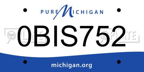 0BIS752 Michigan License Plate