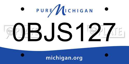 0BJS127 Michigan License Plate