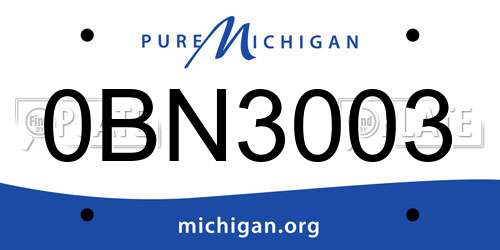 0BN3003 Michigan License Plate