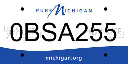 0BSA255 Michigan License Plate