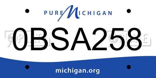 0BSA258 Michigan License Plate