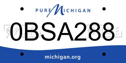 0BSA288 Michigan License Plate