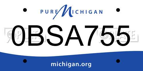 0BSA755 Michigan License Plate