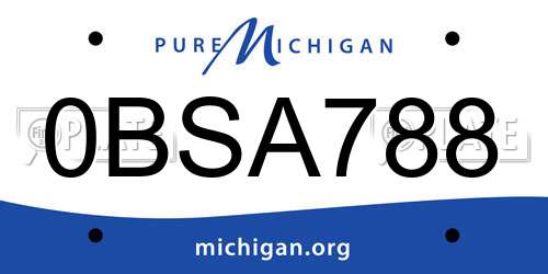 0BSA788 Michigan License Plate