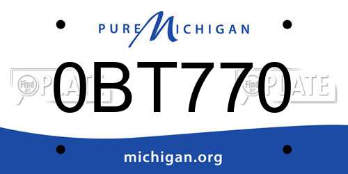 0BT770 Michigan License Plate