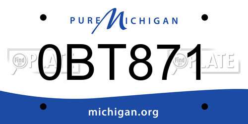 0BT871 Michigan License Plate