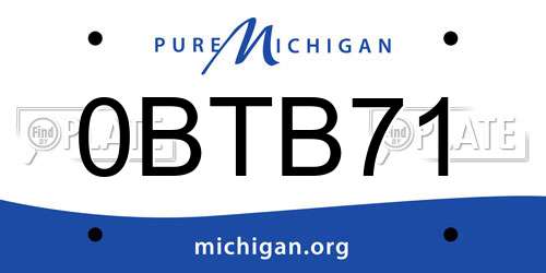 0BTB71 Michigan License Plate