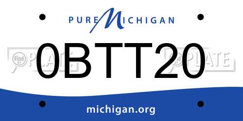 0BTT20 Michigan License Plate